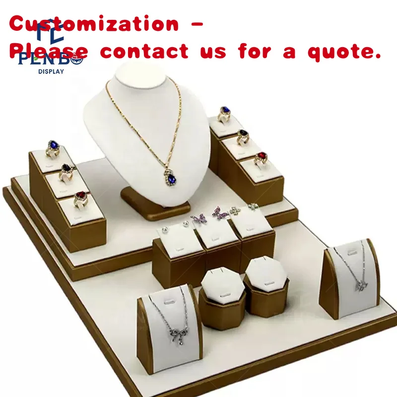custom.PENBO Factory Custom Luxury Jewelry Packaging & Display Stand Display Necklace Jewelry Props Set Jewelry Shop Showcas