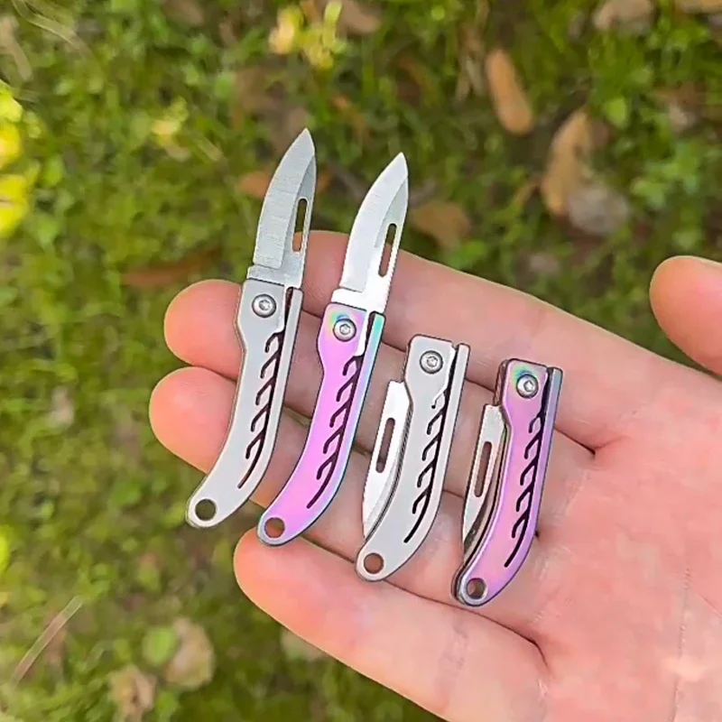 Mini Titanium Alloy Open Box Folding Knife Outdoor Camping Mini Pocket Knife EDC Portable High Hardness Open Box Sharp Knife