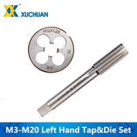 2pcs Left Hand Tap and Die Set HSS Machine Plug Tap Die Metric Screw Thread Tap Drill M3/M6/M8/M10/M12/M14/M16/M18/M20