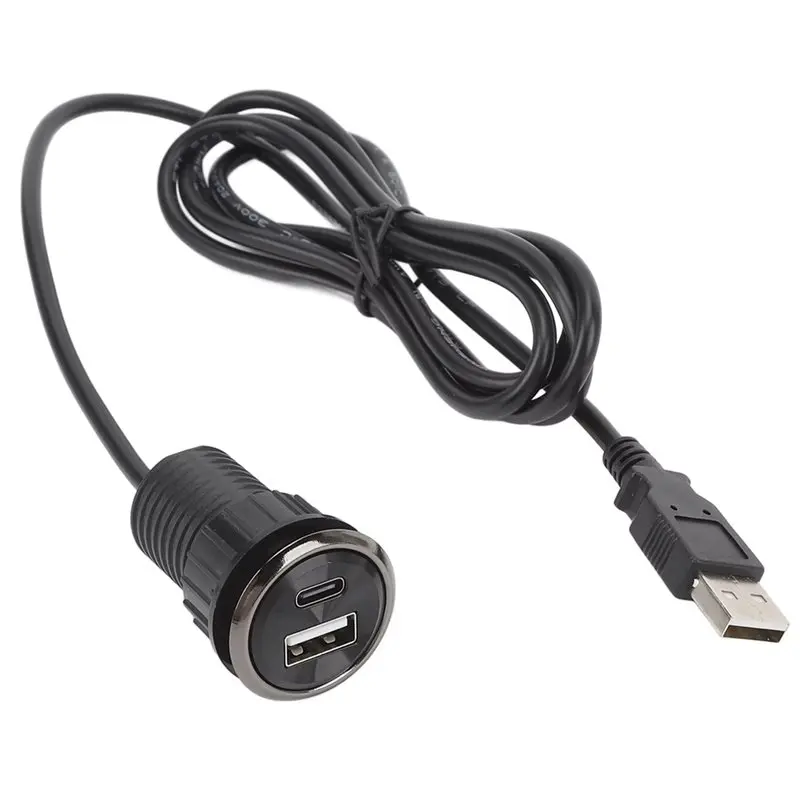 AT43-Desktop Power Grommet Small Flush Mount Power Strip Socket With 2 USB Charging Ports For Conference Table