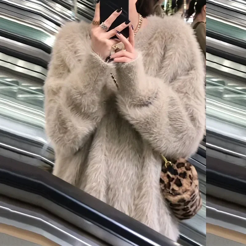 

Spring Korean Women Solid Knitted Sweater Autumn Winter Fashion O-neck Long Sleeve Pullover Tops Female Casual Loose Hoodies Y2k