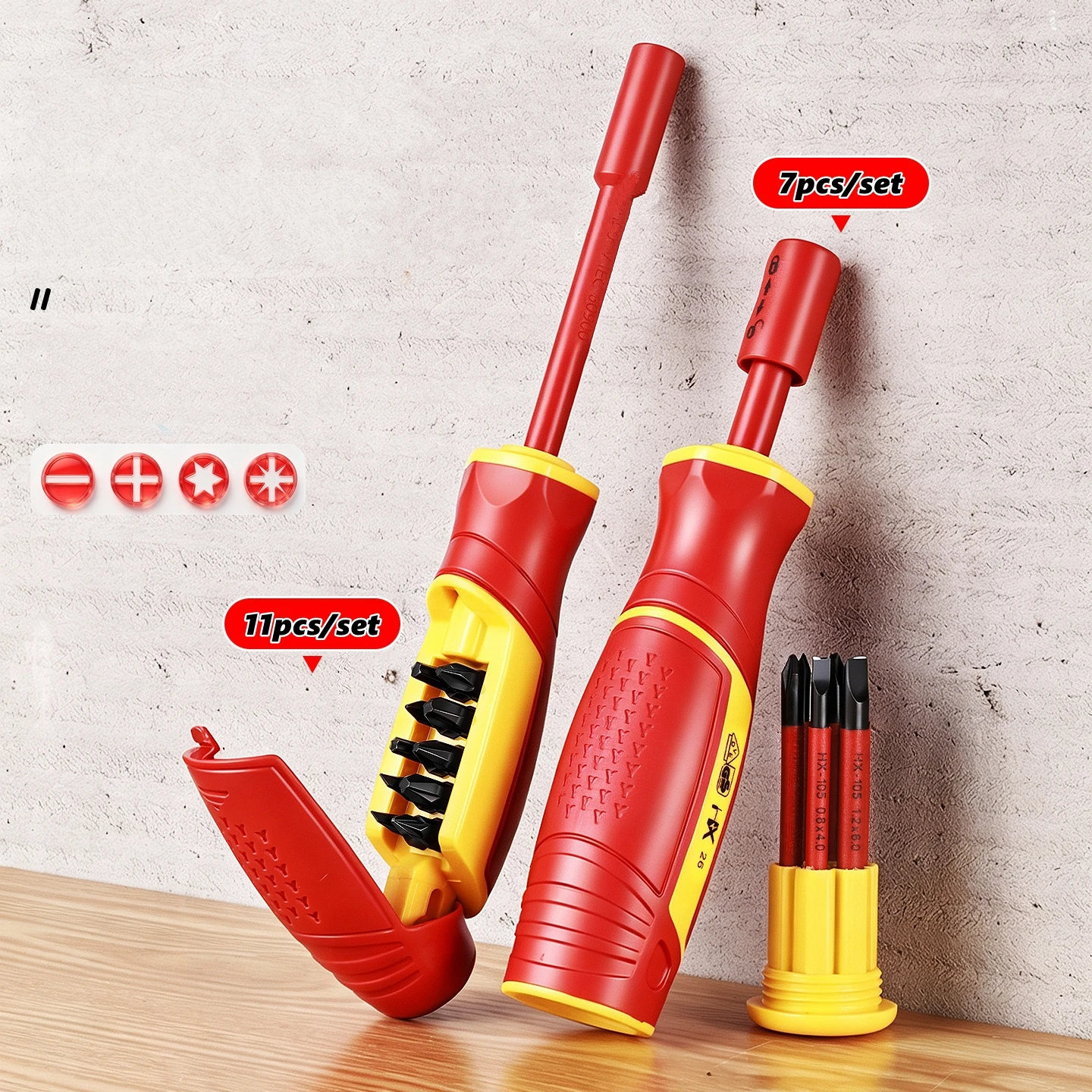 Insulated Screwdriver Set Magnetic Phillips Slotted Bits Interchangeable Multi-Purpose Electrician Handle Tool Motorcycle Repair