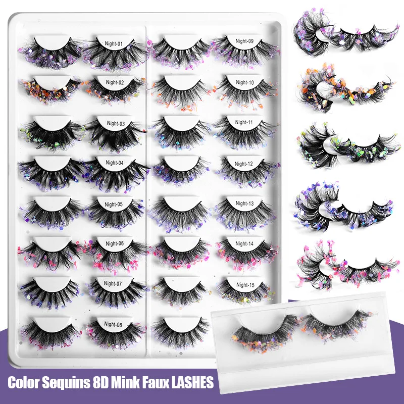 

3D color Sequin Eyelashes Nude Makeup Stage Makeup Glitter Sequin Color False Eyelashes Natural False Eye Lashes Wholesale