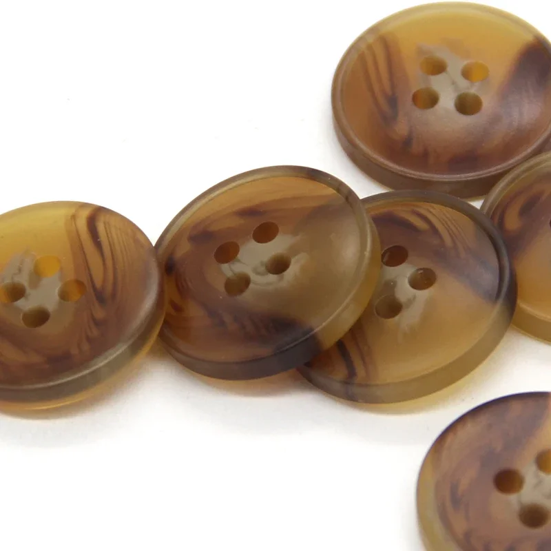 DOTOLLE 4 Holes 15/20mm Horn Resin Buttons For Clothing Vintage Coat Windbreaker Jacket Beige Brown Black Handmade Decorations