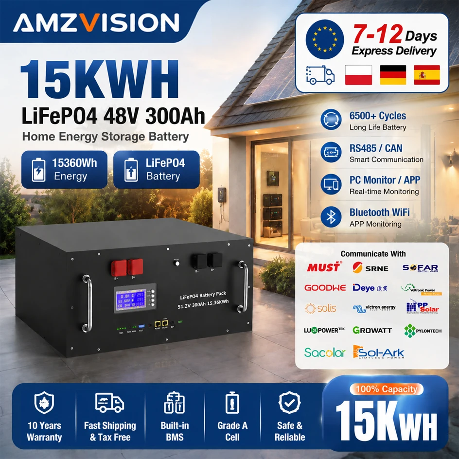 48V 300Ah LiFePO4 Batterie 15KWh 6500+ Zyklen Bluetooth Aktiver Equalizer 200A RS485 CAN BMS PC-Monitor 51.2V 100Ah 120Ah 150Ah 200Ah Lithium-Batterie für Heim-Solarwechselrichter Energiespeicher PL EU LAGER KEINE STEUERN – Detail 1