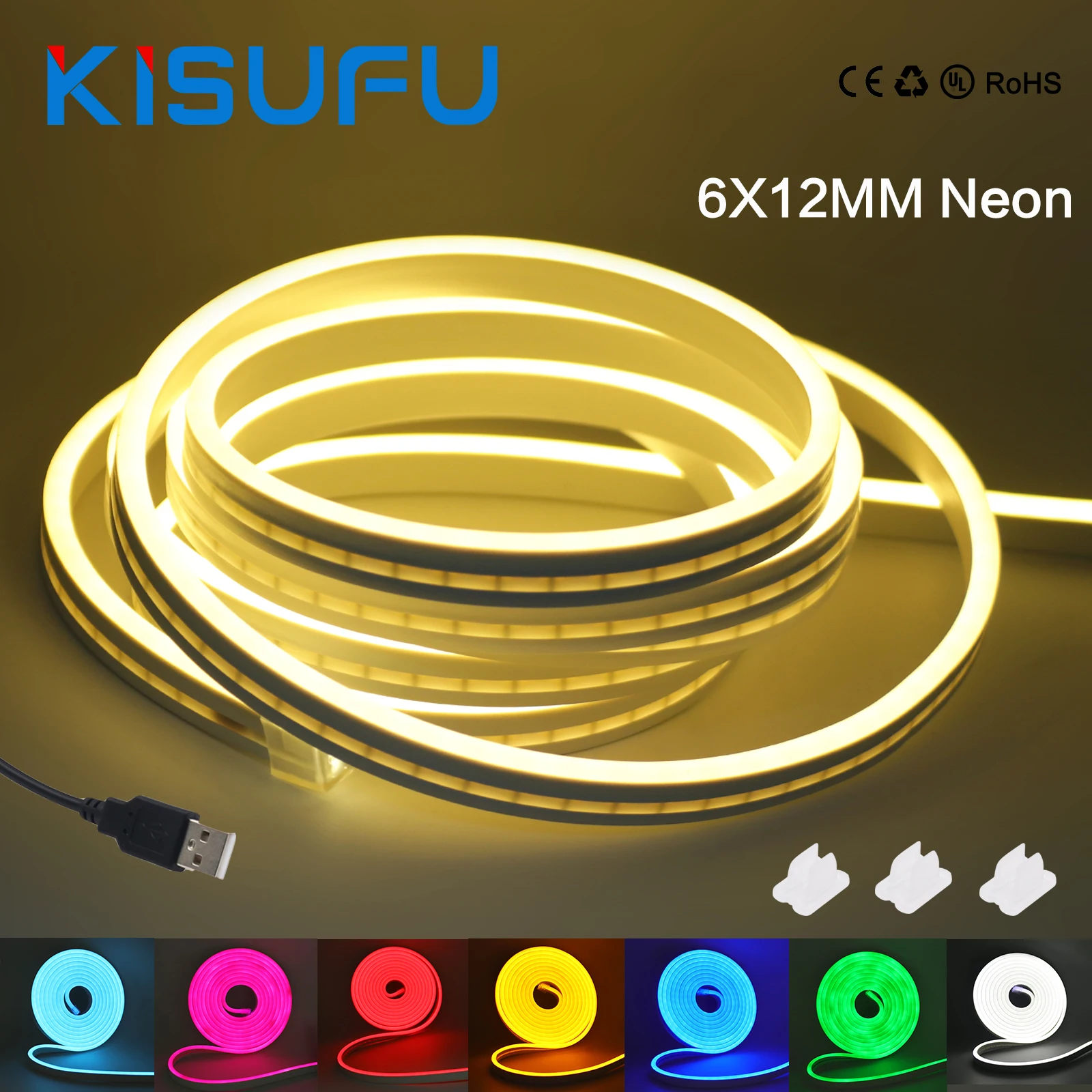 USB LED Neon Sign Light Strip Waterproof DC5V 2835 120LEDs/M Blue Pink White Ice Blue Room Tape Silicone Backlight Lighting 1-5M