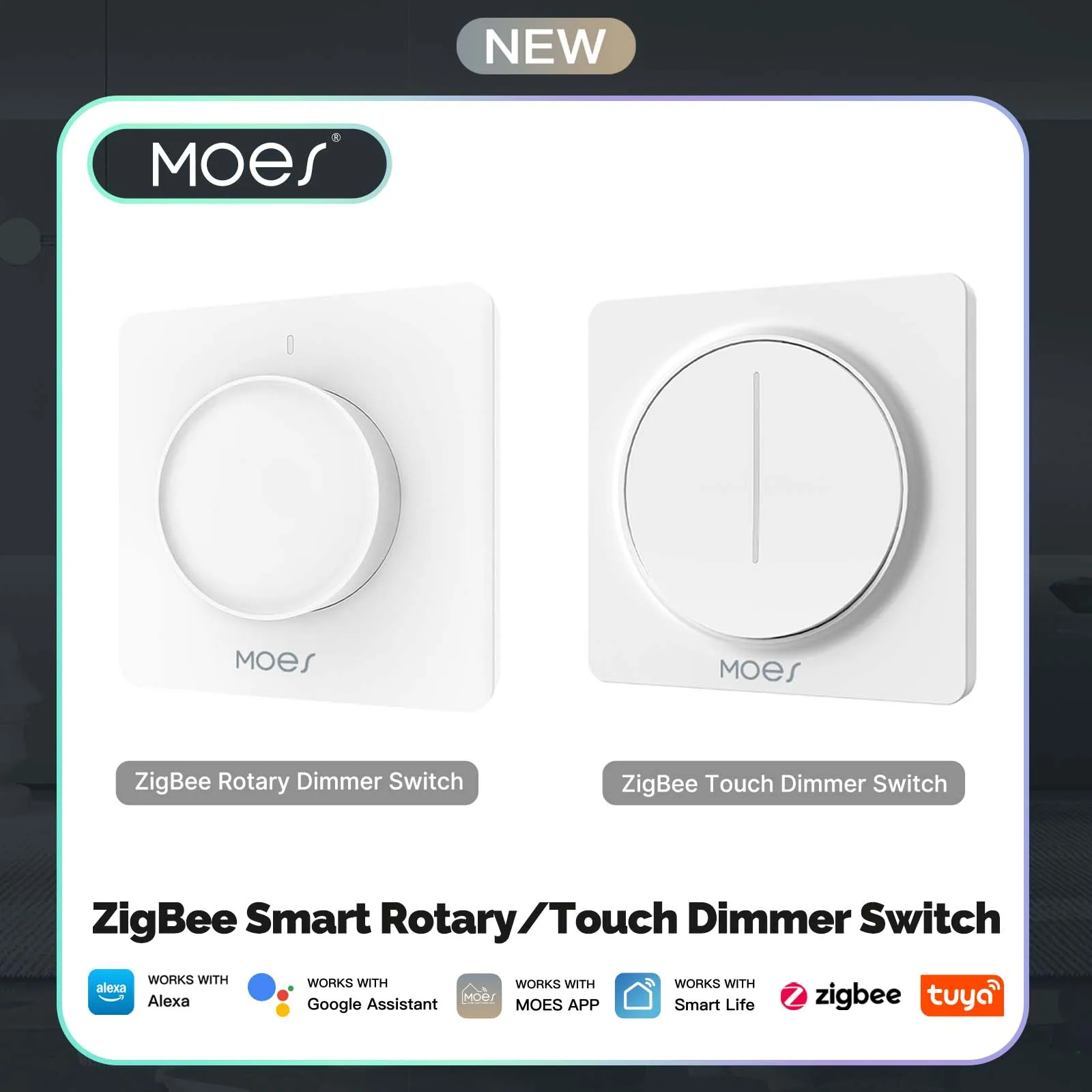 

New ZigBee Smart Rotary/Touch Light Dimmer Switch Smart Life/Tuya APP Remote Control Works with Alexa Google Voice Assistants EU