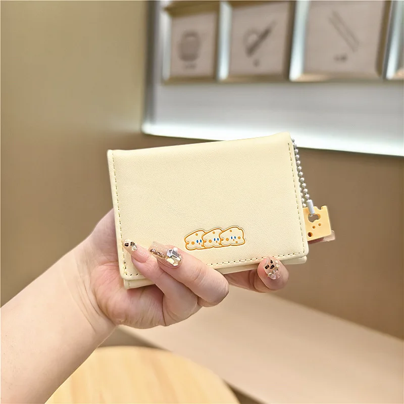 

Cartoon cheese Women's Wallets tri-fold wallet multiple card slots exquisite card holder fresh coin purse compact mini wallet
