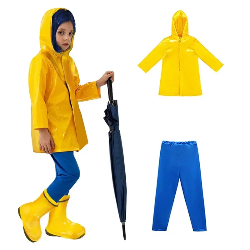 

♥ New 2025 2025 Horror Movies Coralines Cosplay Costume Yellow Coat Secret Door Kids Halloween Party Scary Roleplay ★ Bear House