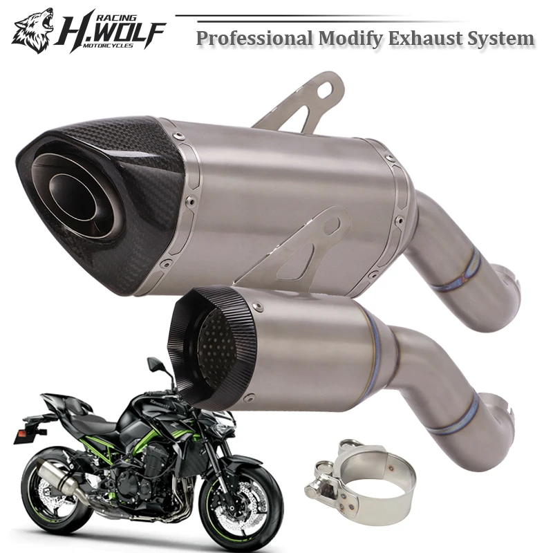 Slip On For Kawasaki Z900 A2 E 2017 2018 2019 Motorcycle Tail Exhaust Link Pipe Modify Titanium Alloy Muffler Escape DB Killer