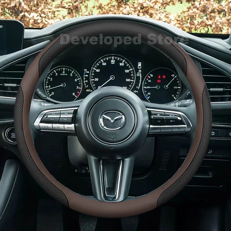 

Car Steering Wheel Cover For Mazda 3 Axela BP Mazda 3 Skyactiv X AWD 2025-2008 Leather Auto Steering Wheel Mazda 3 Accessories