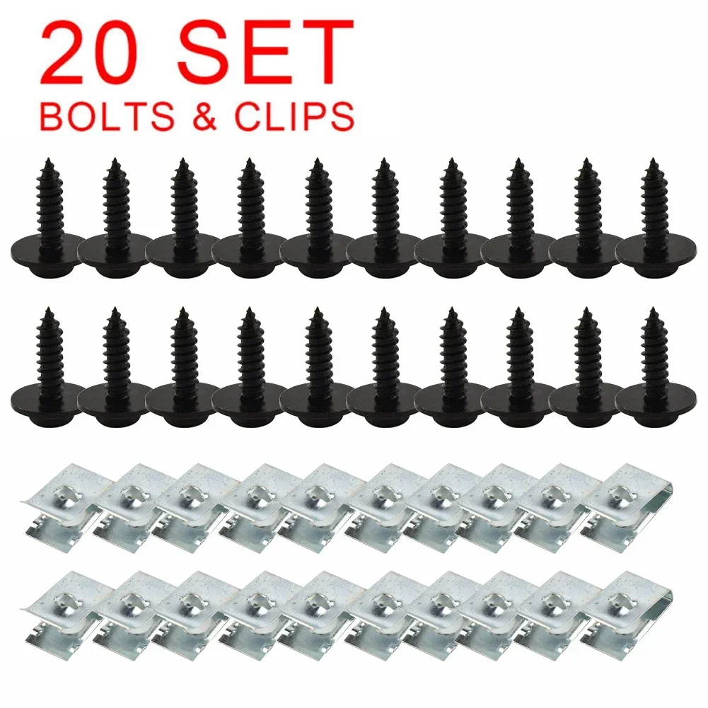 CarHome 40x/20x Chassis Engine Guard Metal Nut Screw Washers U-shape Clip Car Fender Bumper Cross Head Screws For BMW 1/3/5/