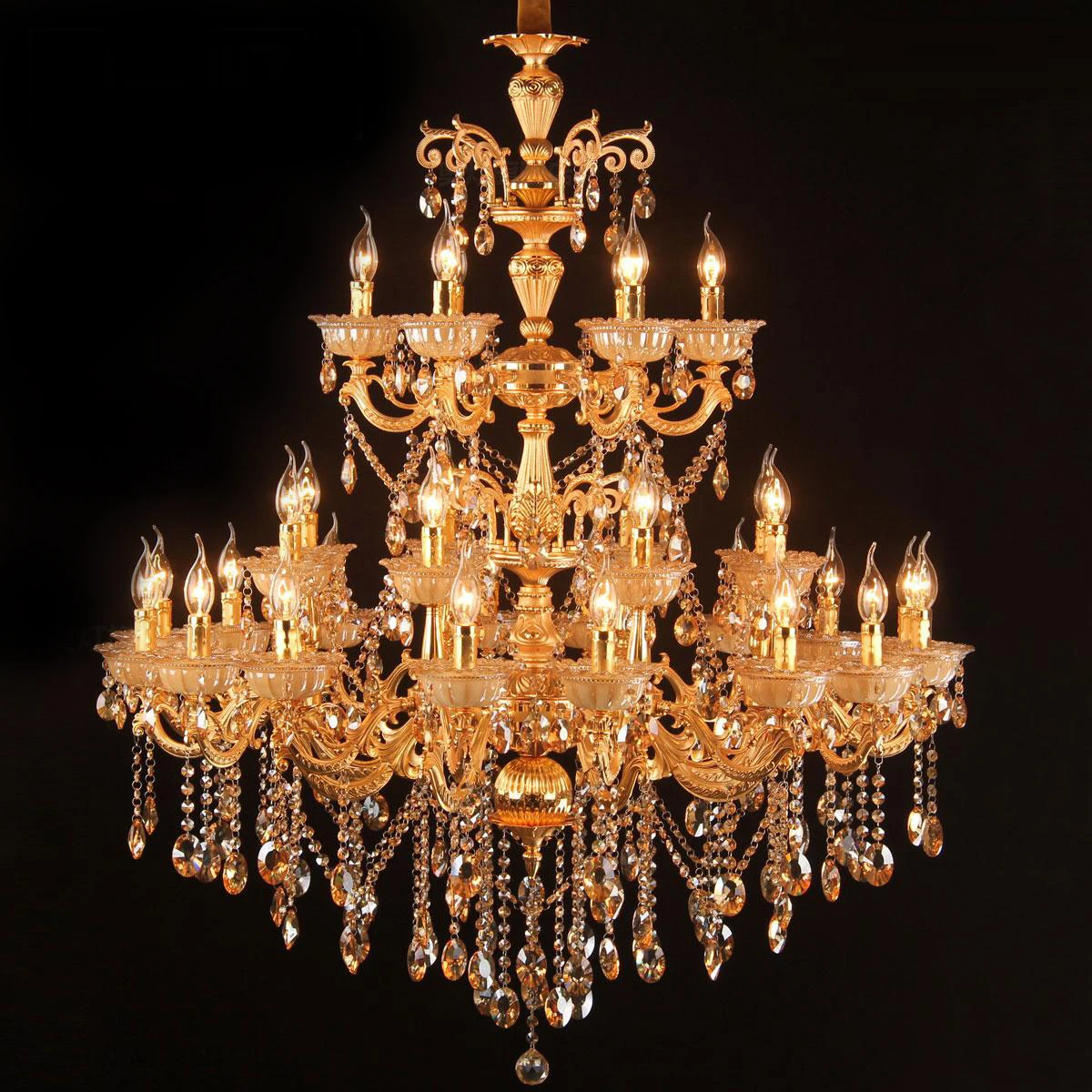 

MEEROSEE Luxurious Large Crystal Chandelier Lights Gold Pendant Lamp Lustre Hanging Suspension Lamp home appliance Lighting