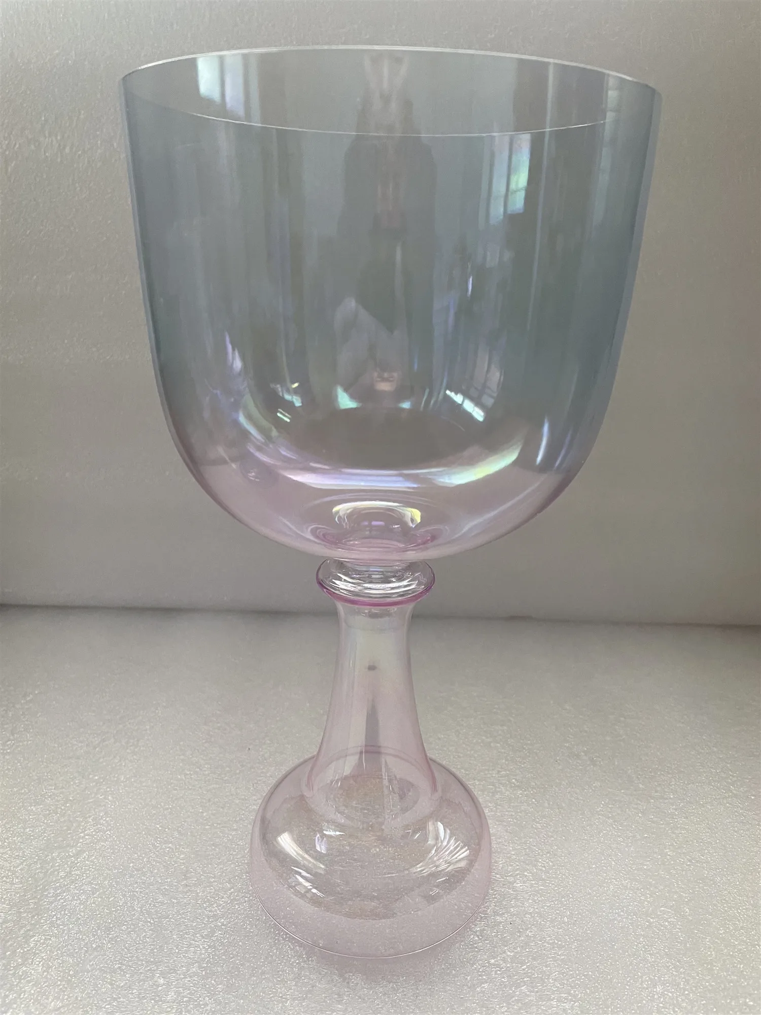 

crystal tones Crystal singing chalice cosmic pink& blue 3rd octave "A#" note Pineal chakra 432Hz about 7"
