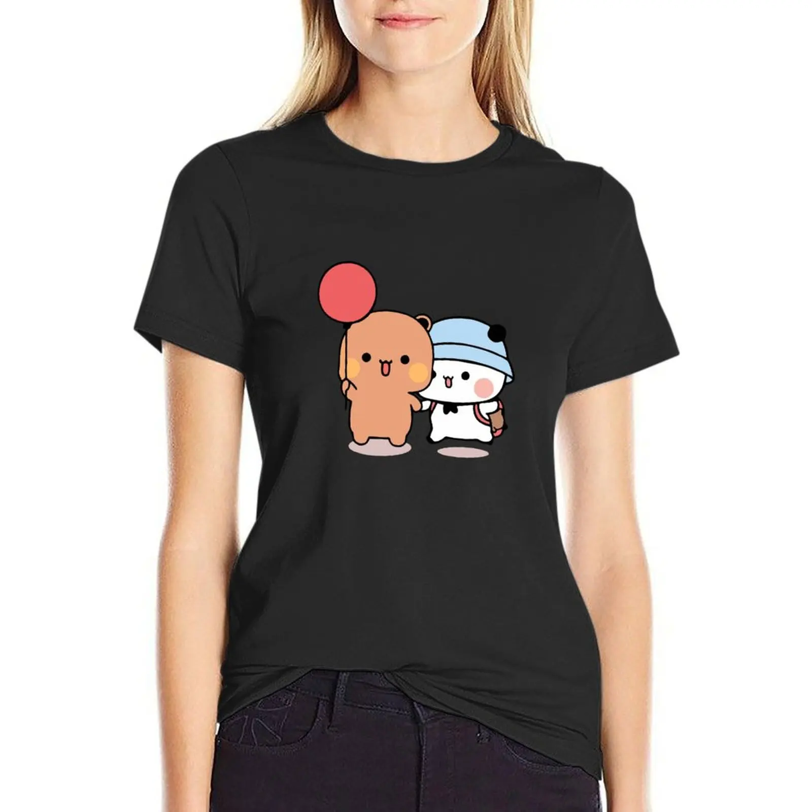 

PANDA BEAR, bubu and dudu hugs love balloon T-Shirt cute clothes Aesthetic clothing graphic t-shirts for Women