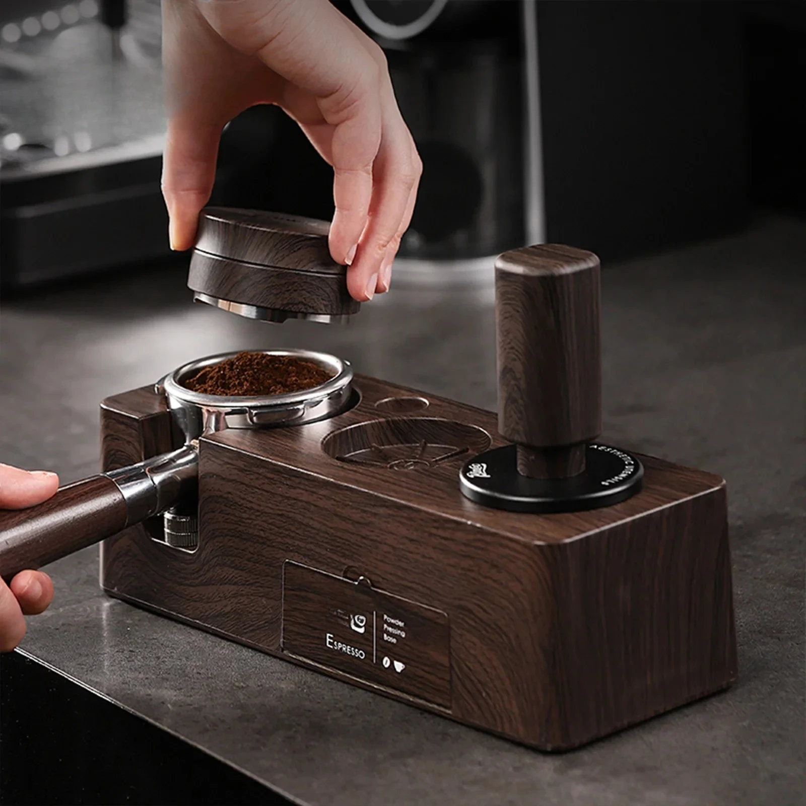 9PCS Set Coffee Tamping Stand Tamper Station Fits 51-58mm Portafilters Espresso Distributor Base Home Barista Tools