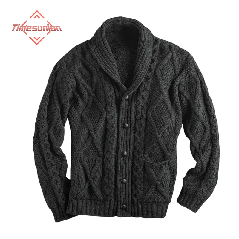 Men's Sweater Loose Cardigan Knitted Single Breasted Button Autumn Winter Lapel Cardigan Men Knitted Jackets Full Sleeve