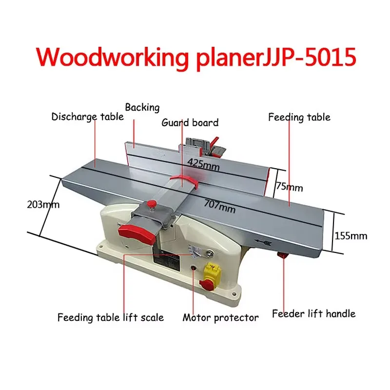 【Industrial】Aluminum Countertops, Big Power Light Household Woodworking Planer, Wood Facing Machine Planer 6 Inches