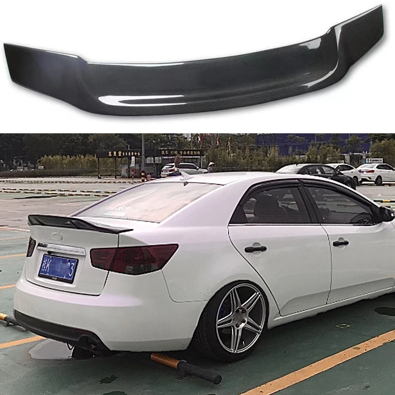 For Kia Forte High Quality Carbon Fiber Rear Luggage Lid Spoiler Wing Body Sports Modification Kit 2009 2010 11 12 13 14 15 2016