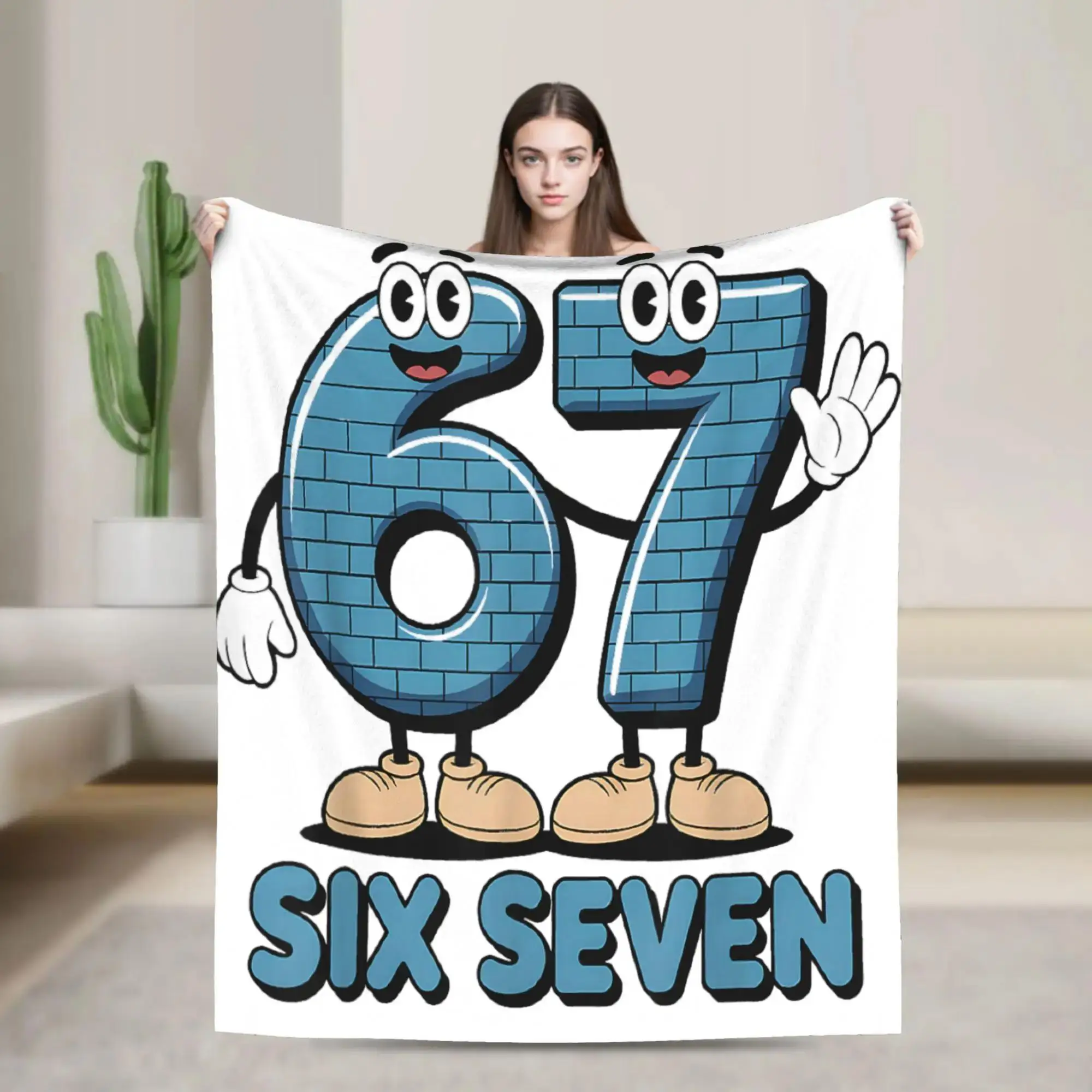

Супертеплое плюшевое одеяло-плед Six Seven с забавным итальянским мемом для декора кровати, кресла, дивана, игровой комнаты