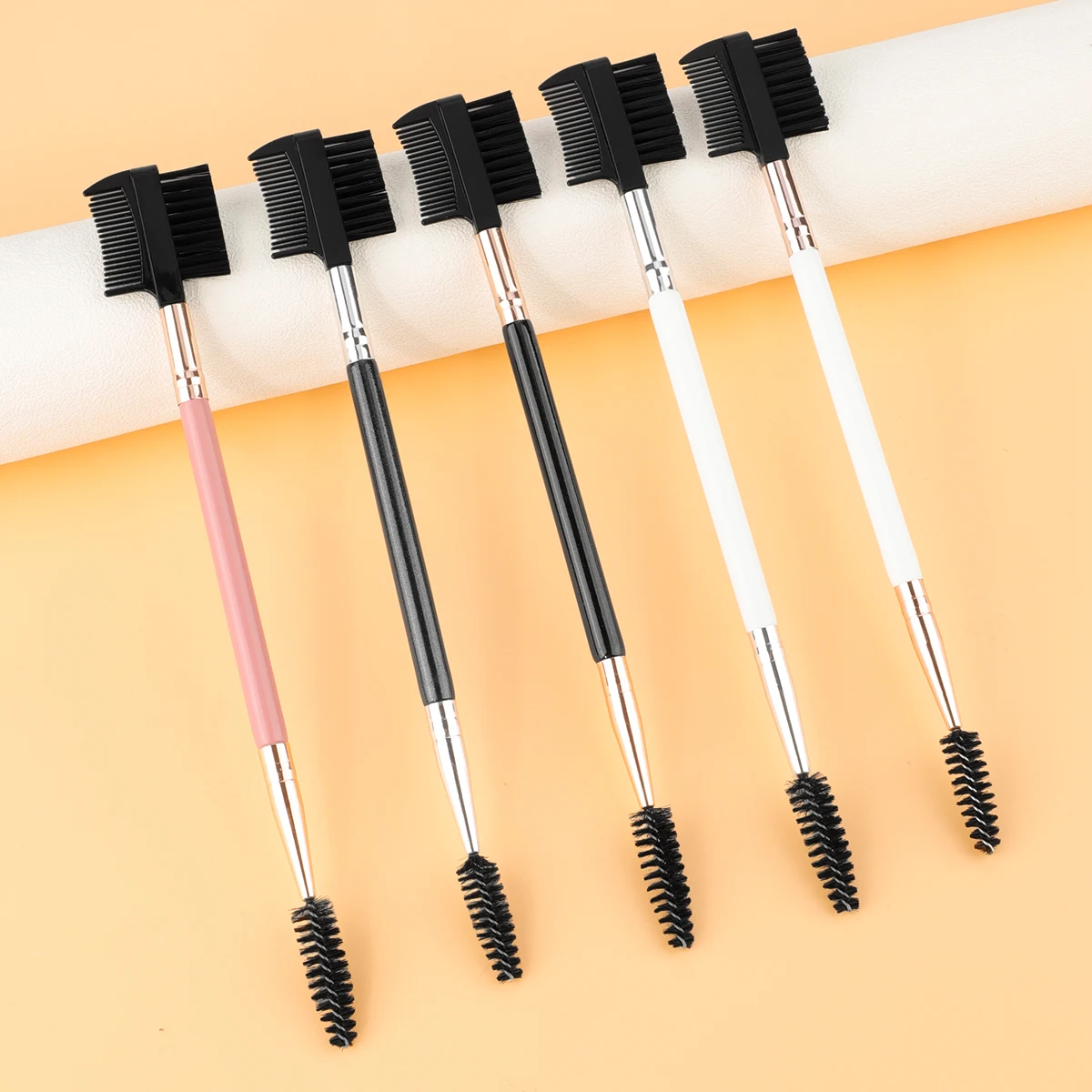 1/2/5PCS 3 Head Eyebrow Eyelash Shaper Double Head Brush Makeup Grooming Tool Cosmetic With 3 Different Spoolie Brushes
