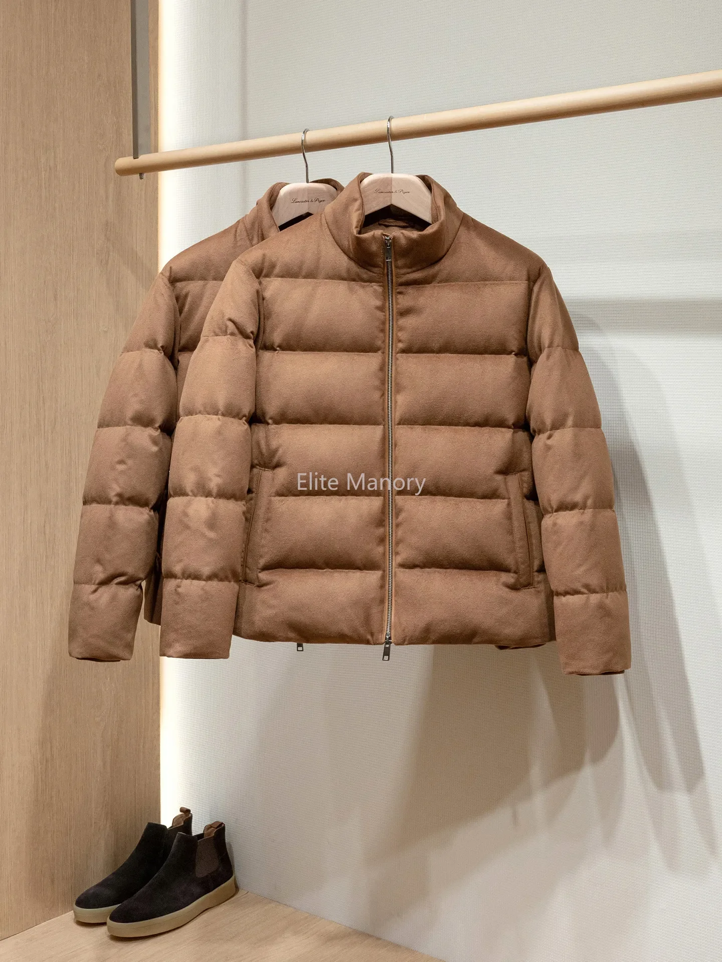 Liuqiao white goose down filled with winter warm wool blended stand-up collar down jacket men