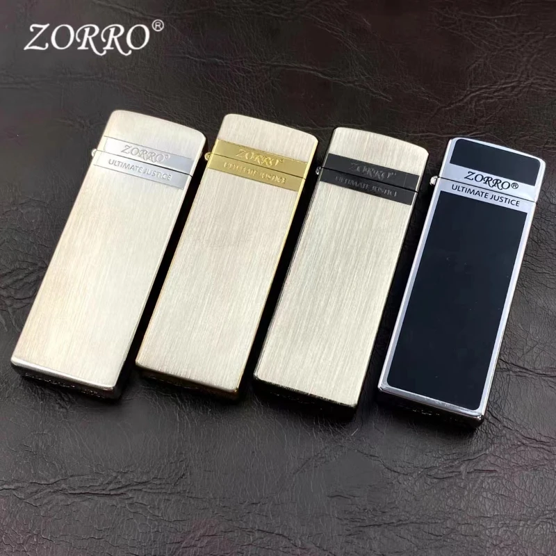 ZORRO Ultra-thin Pure Copper Mini Kerosene Lighter Portable Metal Windproof Grinding Wheel Lighters Cigarette Smoking Gadgets