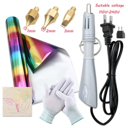 EU Plug Heated Foil Pen Hot Stamping Applicator Kit Painting on Paper DIY Wood Crafts Personal Signature