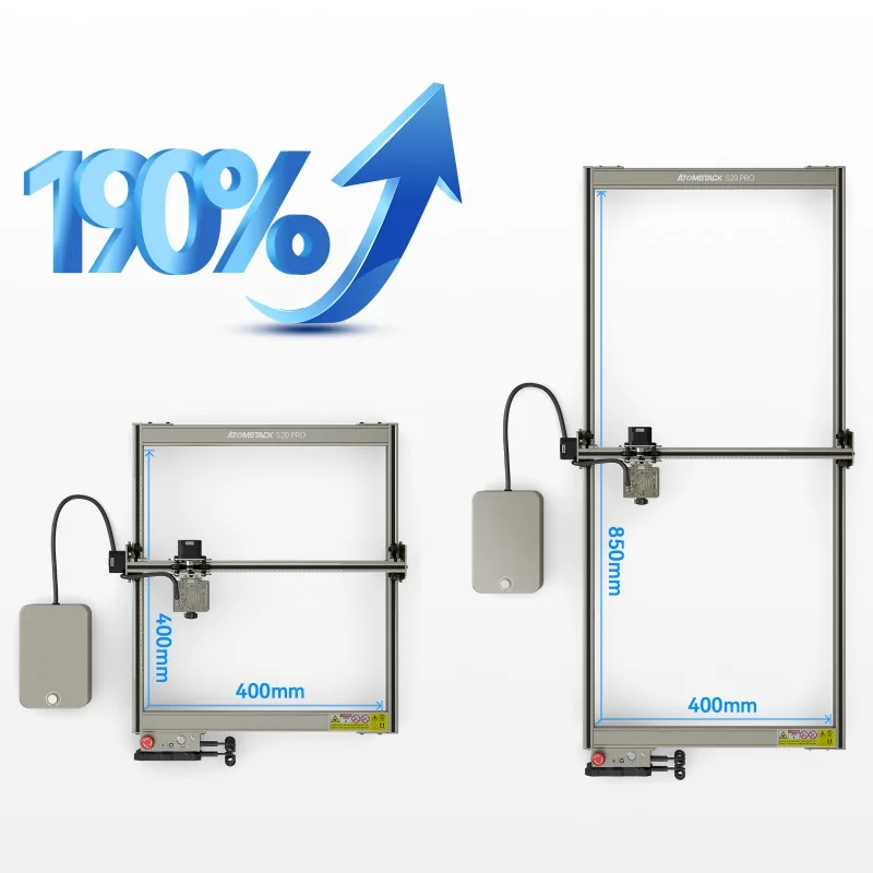 [Mais vendido] Atomstack x20 a20 s20 pro 130w gravador de feixe 950*400mm máquinas de gravação de feixe de área grande com assistência de ar 850*4