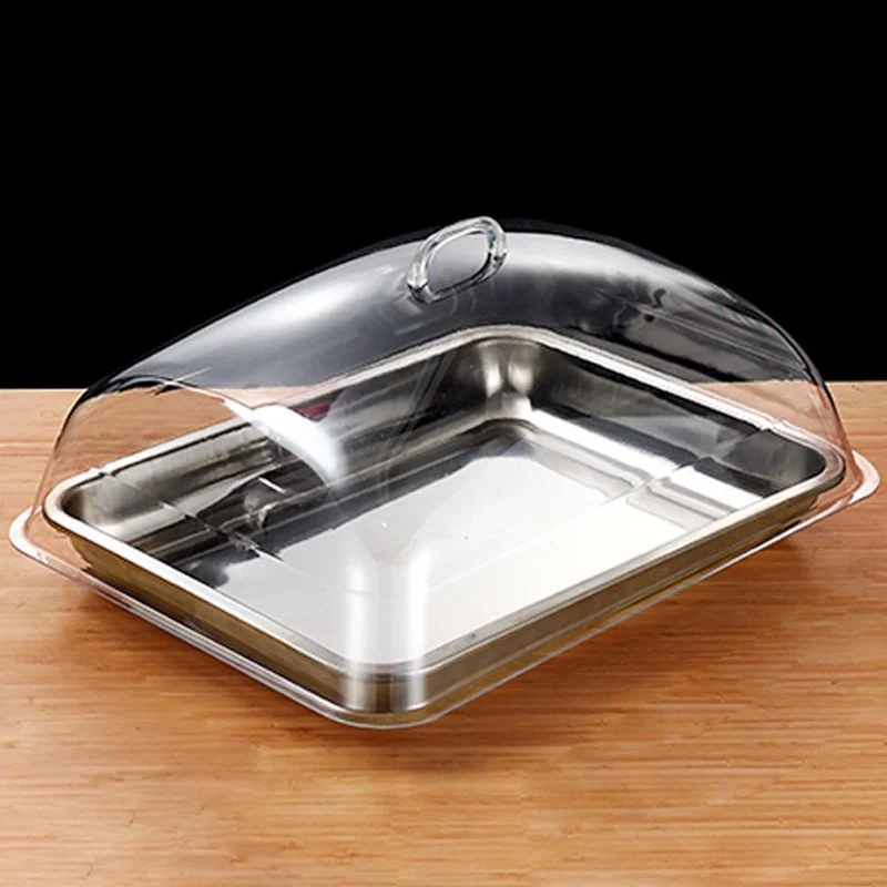 

Прозрачная крышка для еды из акрила, пылезащитная крышка для противня 60x40, квадратная прозрачная крышка для еды, пылезащитная крышка-колпак