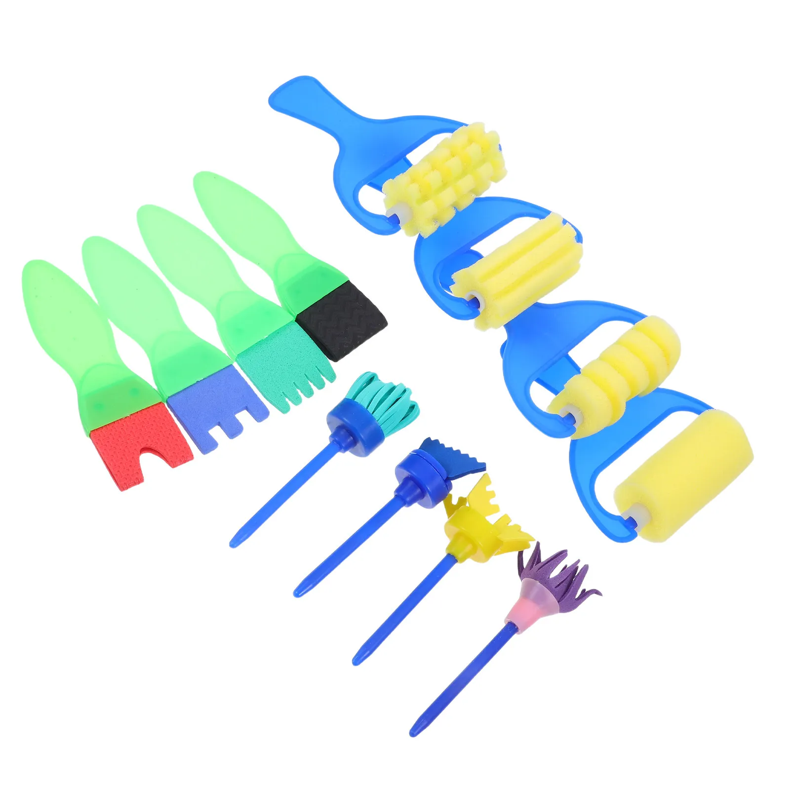 12Pcs Children's Sponge Painting Roller Set Vibrant Ergonomic Design Easy Clean Painting Tools for Home Preschool School