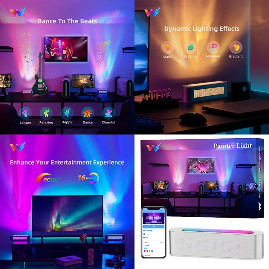 Smart LED Light Bar, RGBICW, 4 Light Beads, 64 sq.ft Coverage, Silver, Ideal for Room Decor, Gaming, TV Backlight, Ambient Ligh