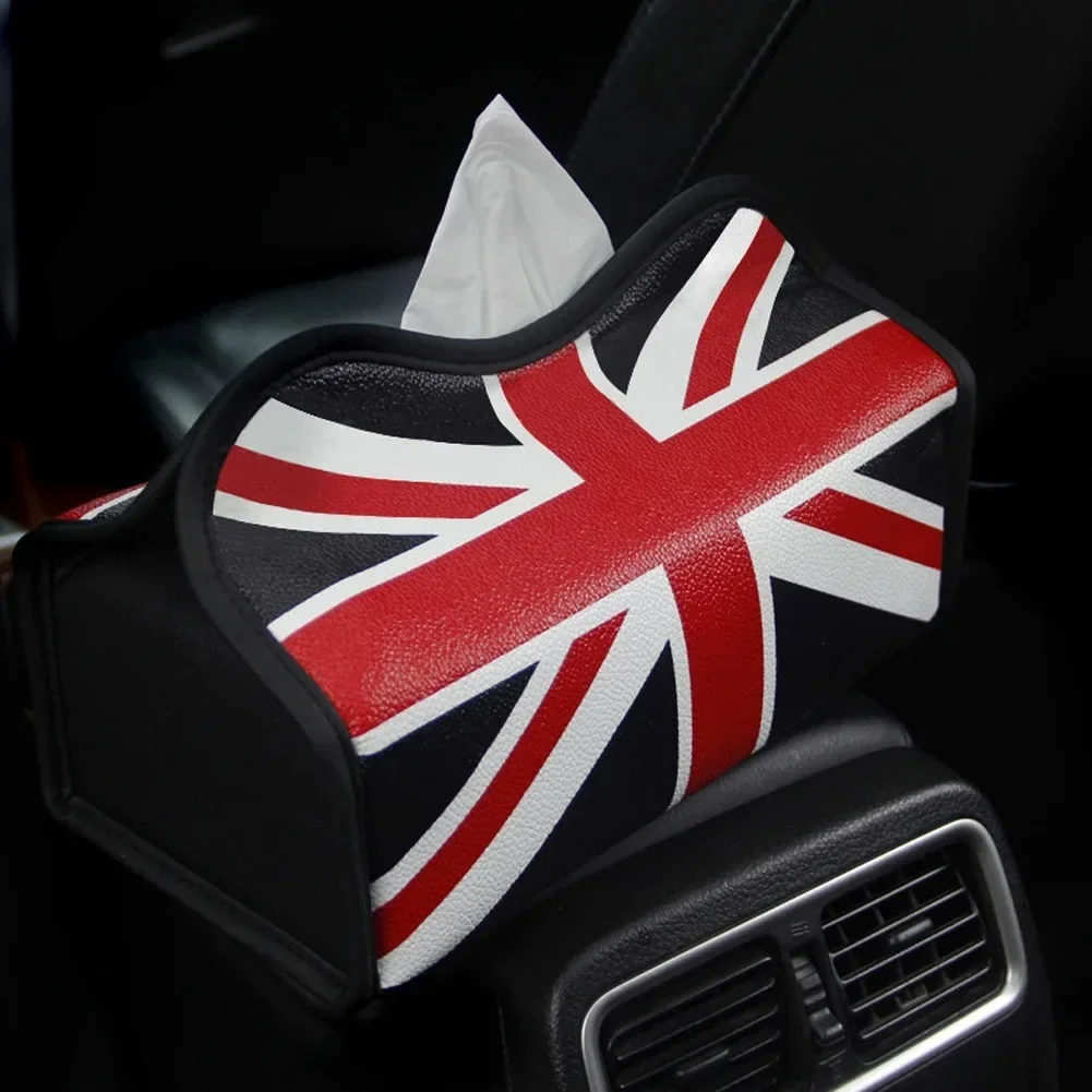 Cover Case for Home Car Interior Styling Accesorries Fashion England Style Block Type Car Leather Tissue Box Soft Paper Towels