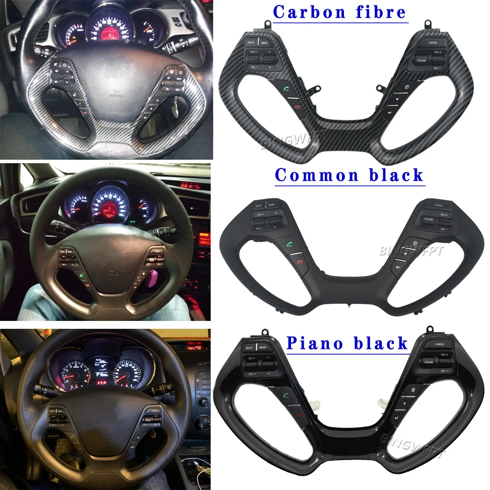 

Carbon Fibre Steering Music Control Cruise Bluetooth Tel Sound Switch for Control Steering Wheel Switch For Kia K3 K3S 2011-2017