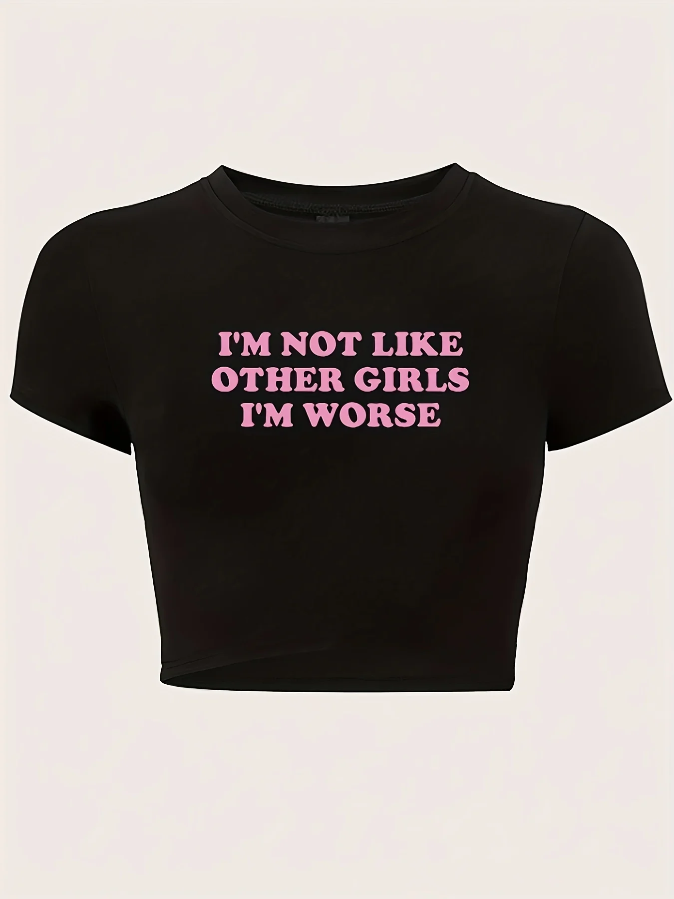 Ropa de mujer con texto Y2k, camiseta con estampado de letras y cuello redondo, Top de manga corta, ropa estética, ropa de calle Harajuku 2026