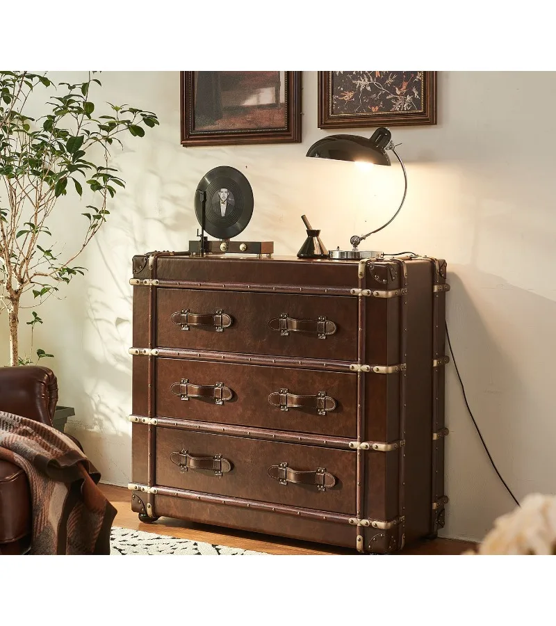 

Bedroom Living Room Locker Oil Wax Skin Drawer Cabinet Storage Cabinet