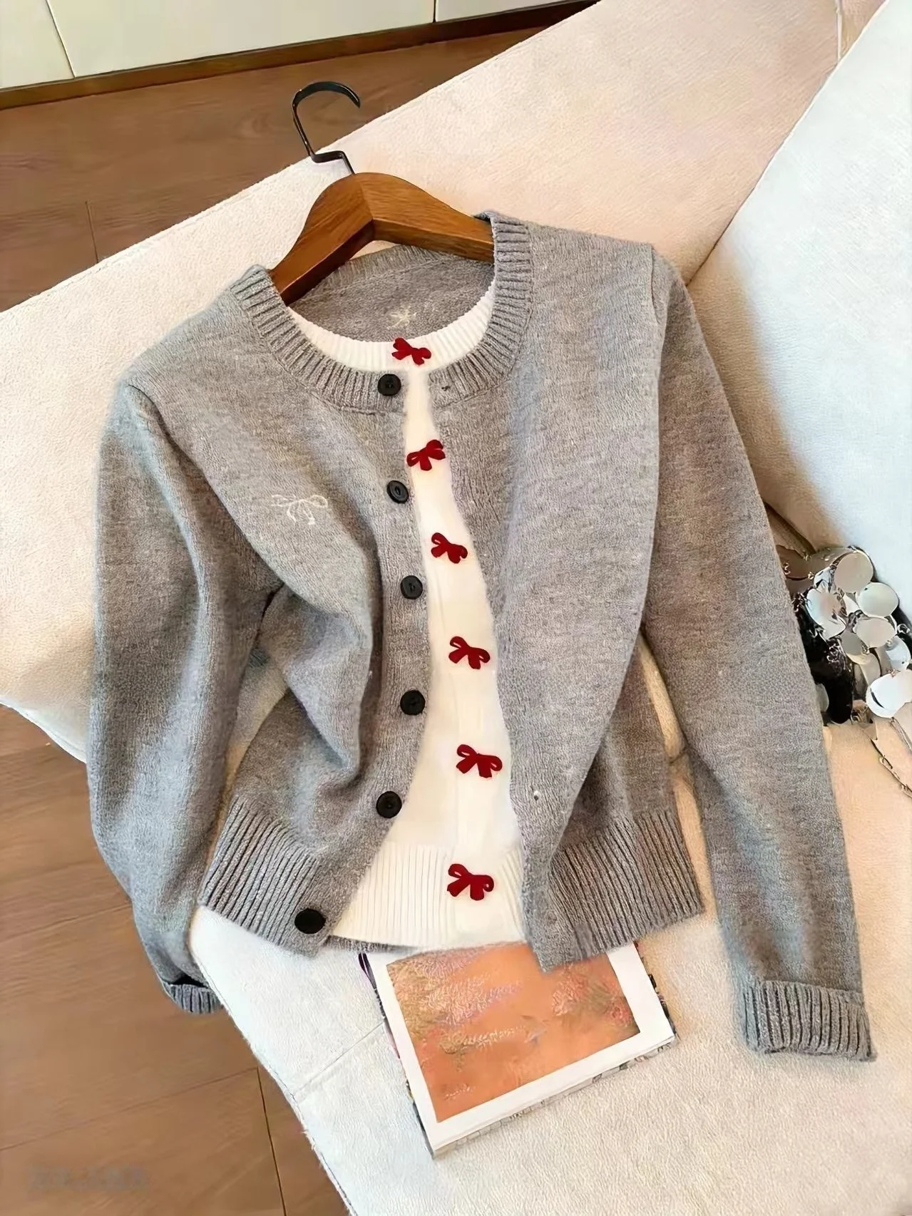

Autumn Winter Knitted Open Cardigan Women's Loose Sweater Outerwear Long Sleeve Knot Button Recommendations Straigh...