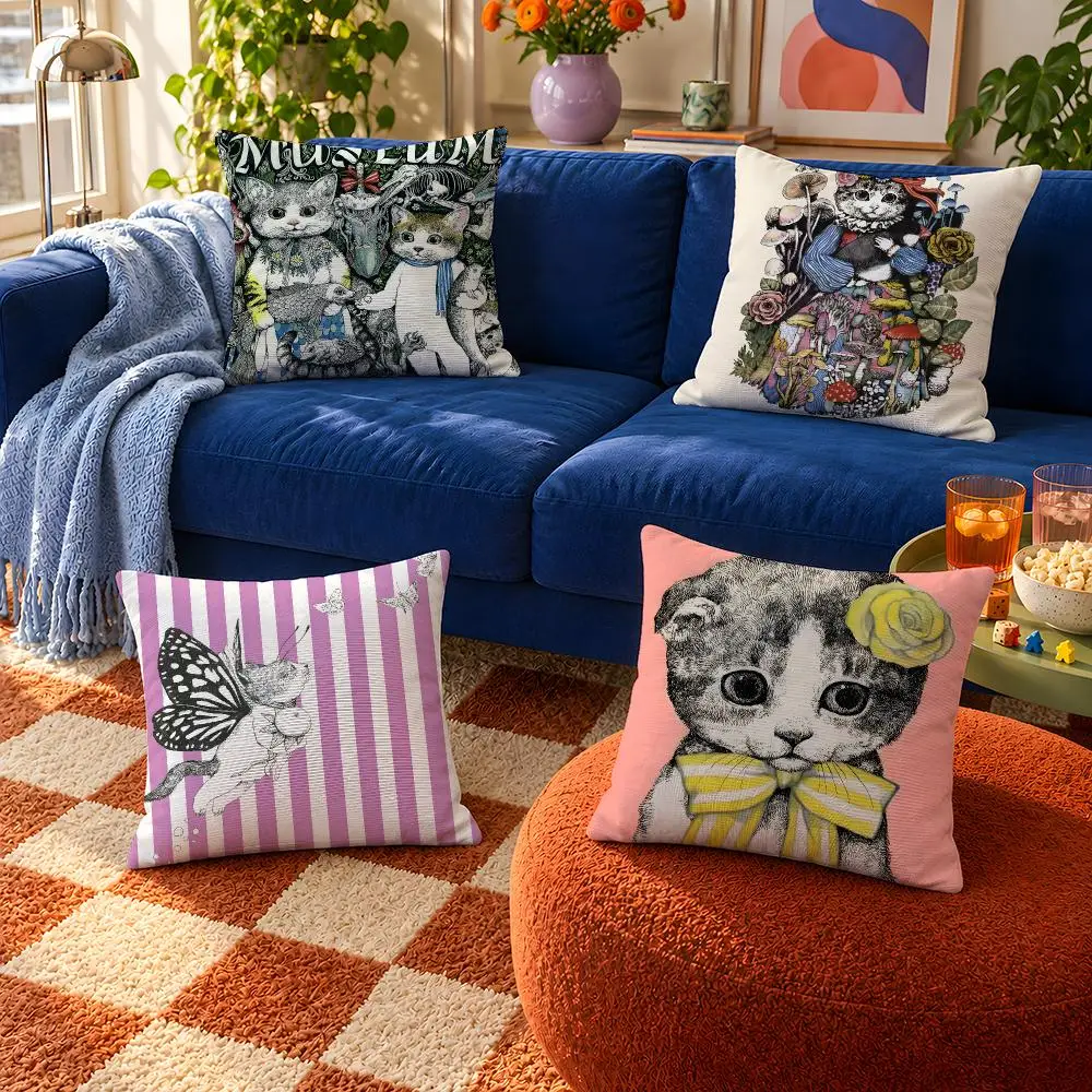 Artist Yuko Higuchi Boris Gustave-kun Cushion Cover Throw Pillow Soft Short Plush Cozy Durable For Sofa Bedroom Home Decor Gift