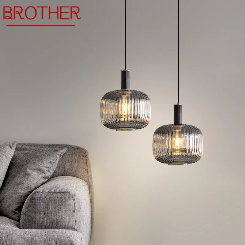 

BROTHER Contemporary Brass Pendant Light LED Nordic Simply Creative Glass Crystal Chandelier Lamp For Home Bedroom Bar