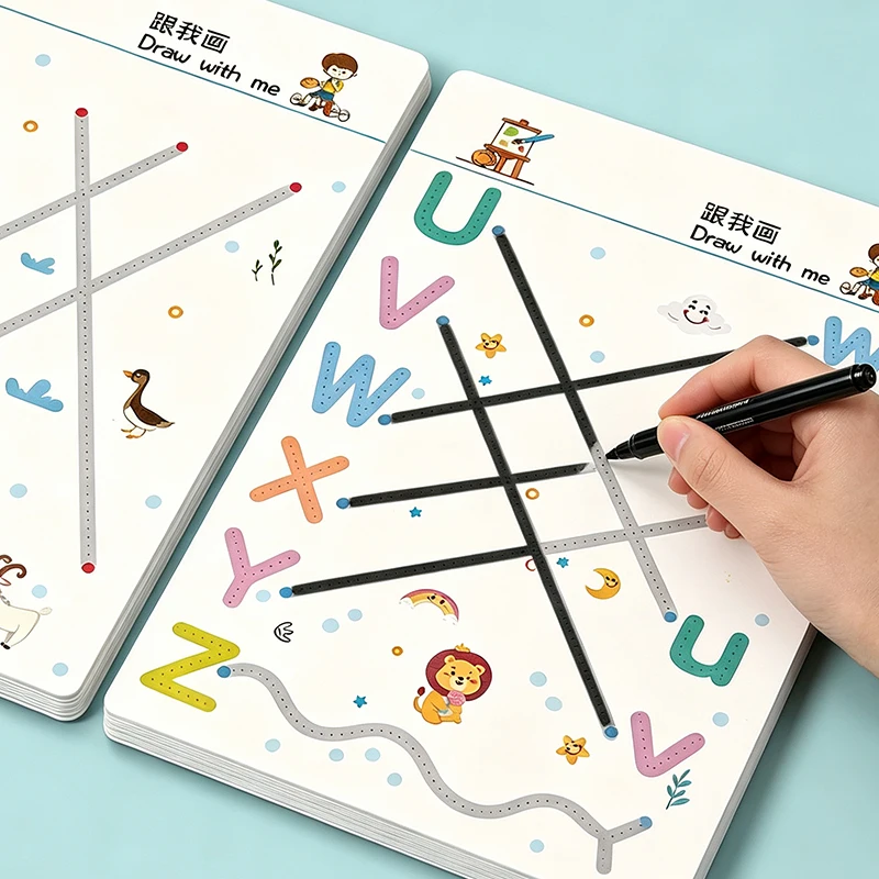 Reusable Pen Control Training Cards, Suitable for Children Aged 3-8, Include Basic Lines, Numbers, Letters, and Various Exercises for Whole-Brain Development, Fun Patterns, and Help Develop Concentration and Hand-Eye Coordination, Perfect Gift for Christmas and Halloween