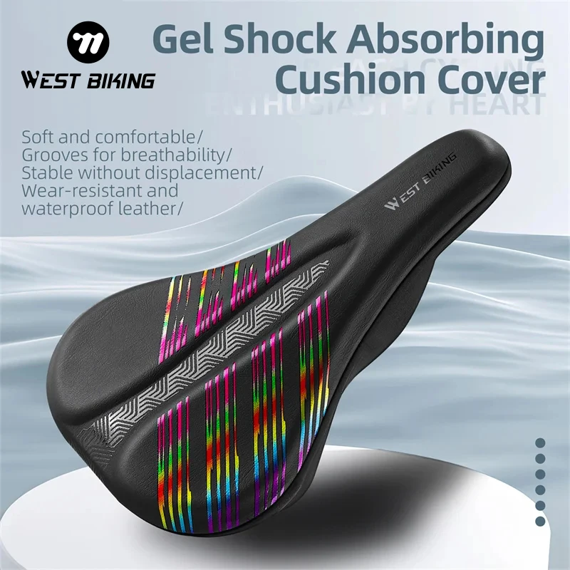 WEST BIKING Bike Seat Cover Gel Shock Absorbing Cycling Saddle Cover Comfortable MTB Road Bike Cushion Cover Bicycle Accessories