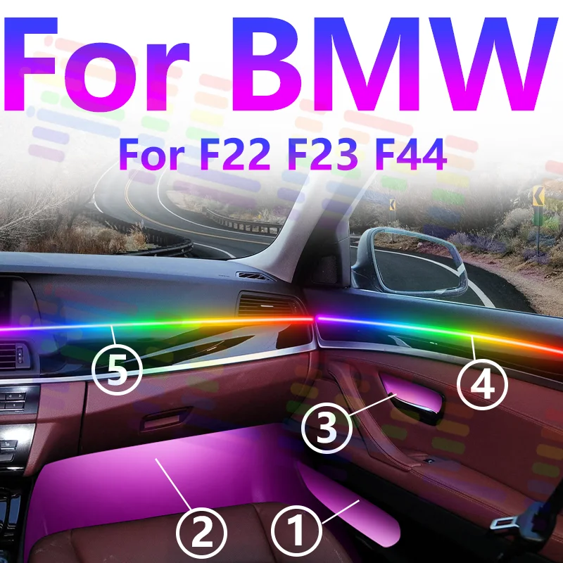 

For BMW F22 F23 F44 Decoration Atmosphere Lamp 64 colors RGB Symphony Car Ambient Light Acrylic Interior LED Strip