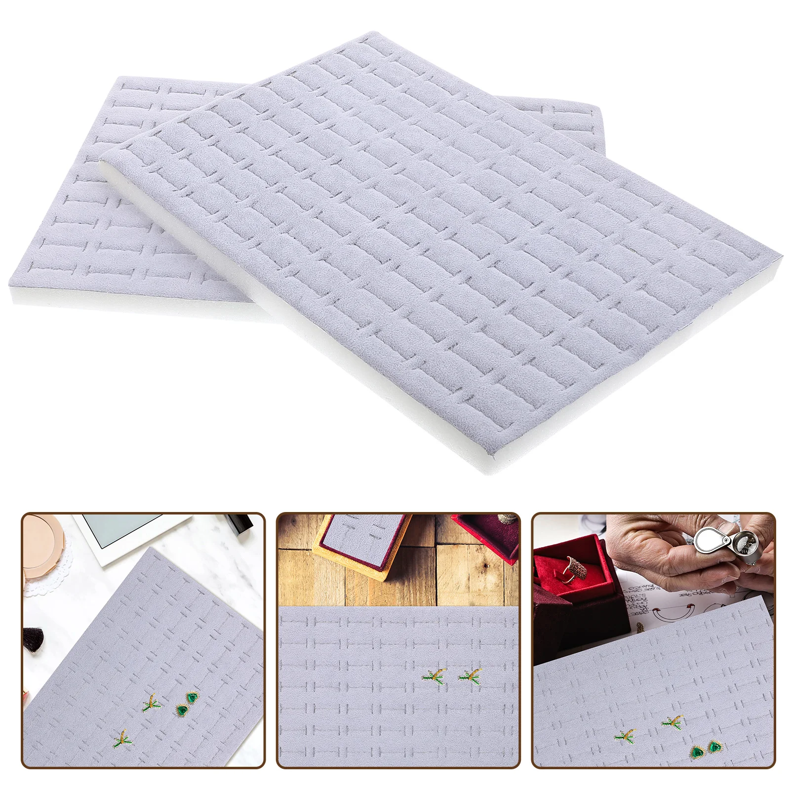 

2 pcs Sponge Jewelry Box Inserts for Rings Holder Grey Flexible Jewelry Box Organizer Trays Inserts Storage Display