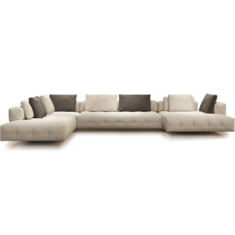 

Lamb wool sofa, all green leather, Italian minimalism, corners