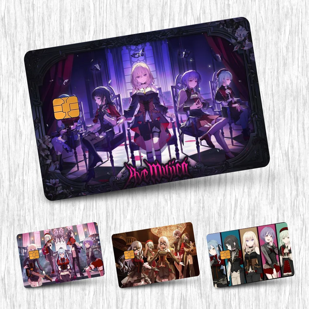 Bang sonho ave mujica anime cartão adesivos cartão de crédito diy protetor de cartão adesivos filme à prova dwaterproof água capa de pele