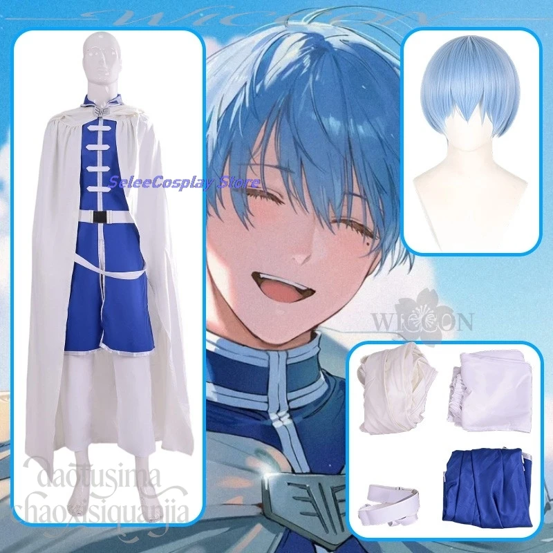 فريرين: ما وراء نهاية الرحلة تأثيري هيميل أنيمي زي أبيض طويل كيب أزرق موحد حزام الباروكات عيد الميلاد حفلة الهالوين كوس