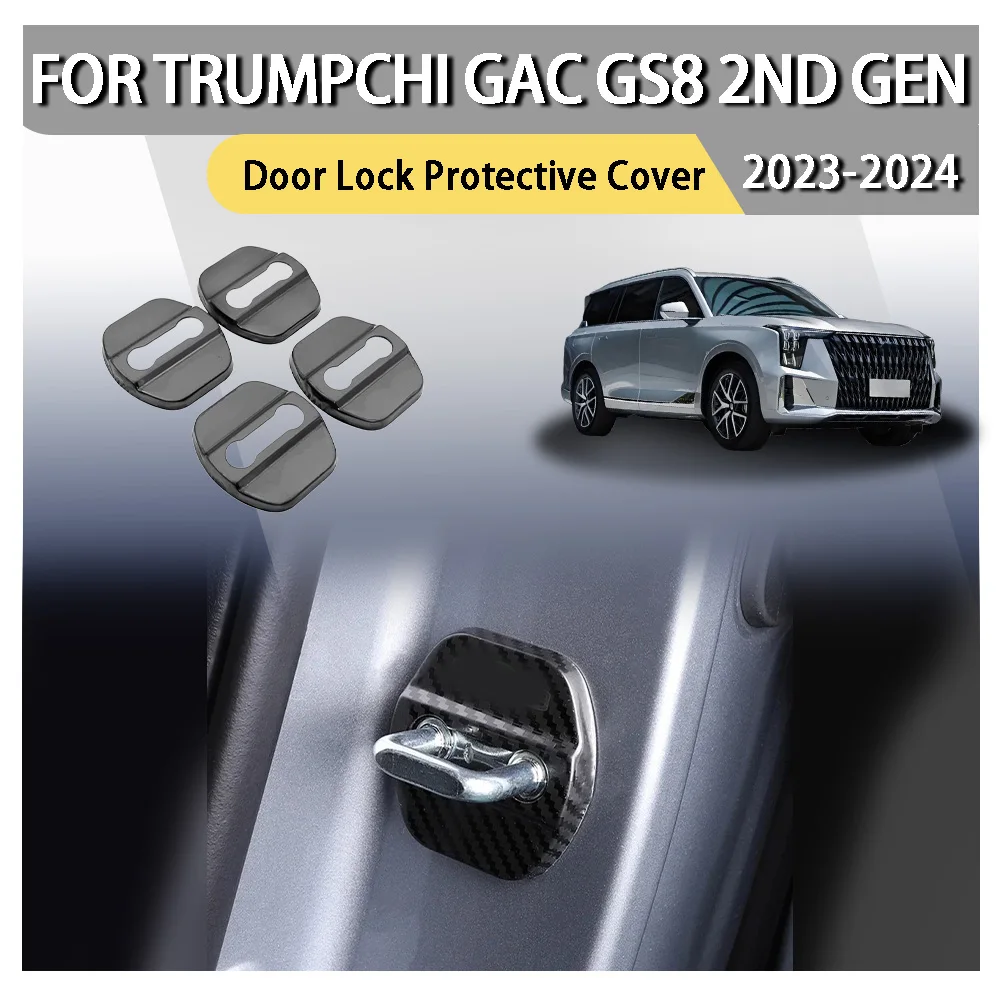 

For Trumpchi GAC GS8 2nd Gen 2023-2024 Stainless Steel Car Door Lock Protective Cover Decorations Stickers Auto Accessories