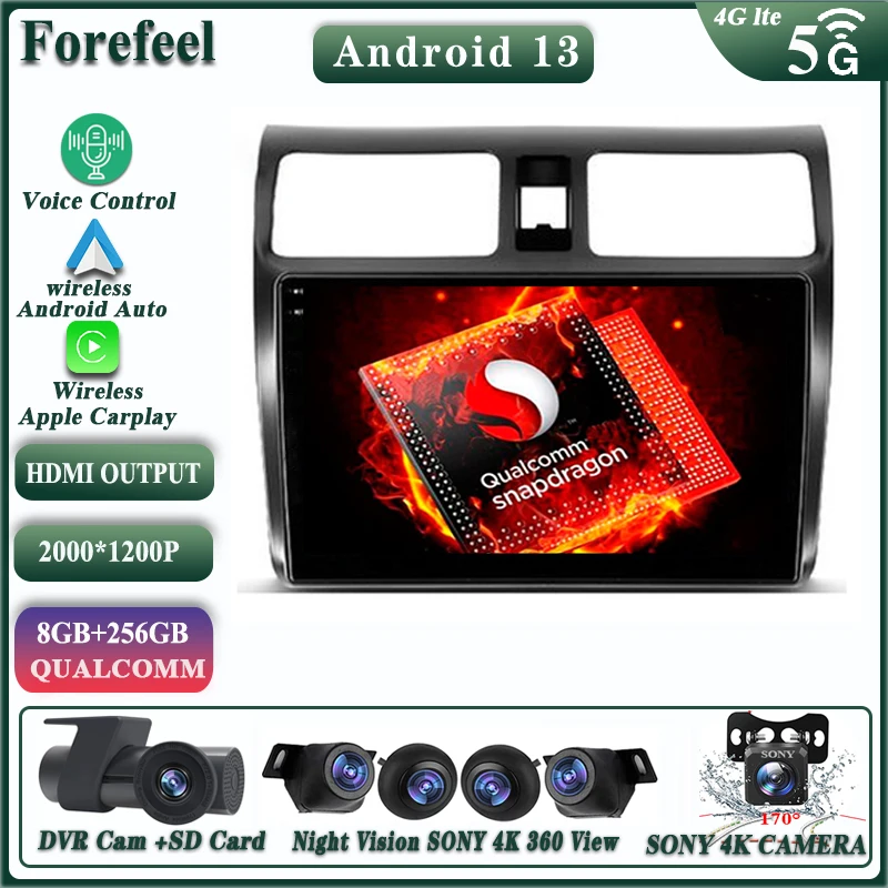 

Android 13 для Suzuki Swift 3 2003-2007 2008 2009 2010 мультимедийный автомобильный плеер, GPS ТВ-навигатор, плеер No 2 Din DVD