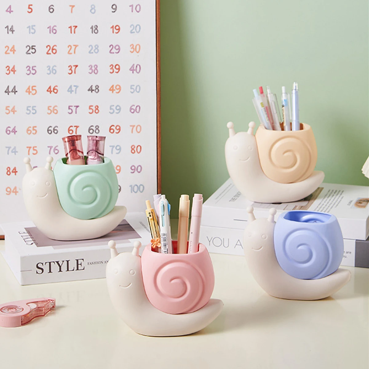 

Пластиковый настольный мультяшный улитка, ведро для ручки, офисные канцелярские принадлежности, ящик для хранения кистей для макияжа
