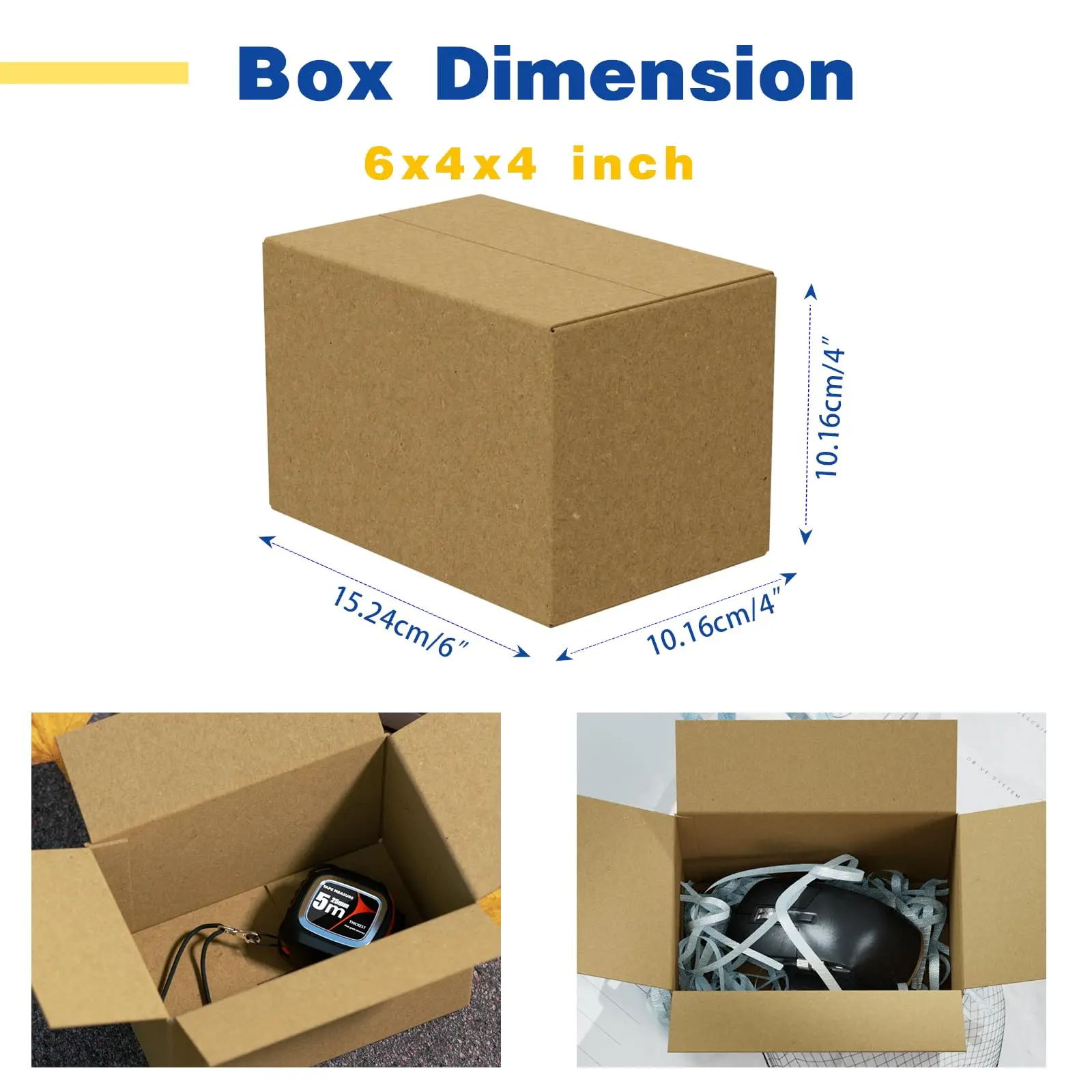 100Pack 6x4x4 Inch Corrugated Shipping Boxes, Small Cardboard Mailers for Packaging, Mailing, Moving, Storage,Small Business Use